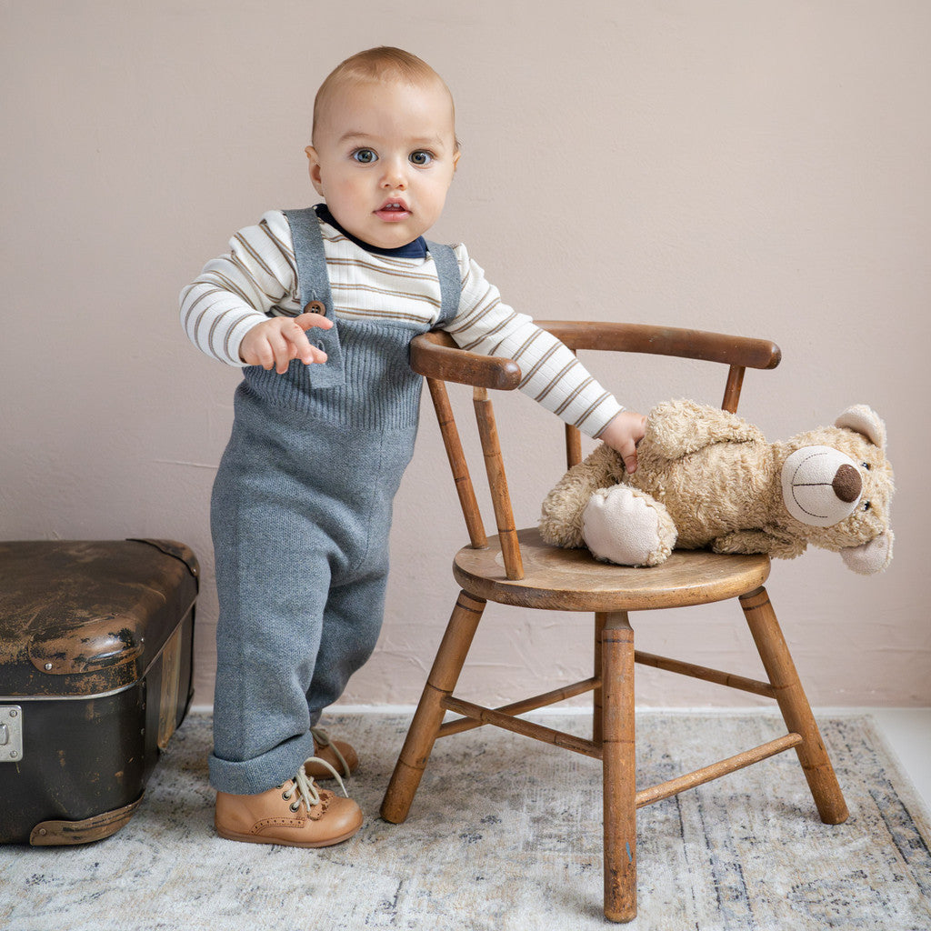 minimalisma Rebel - Baby organic cotton strap pants Leggings / pants for babies Grey Melange