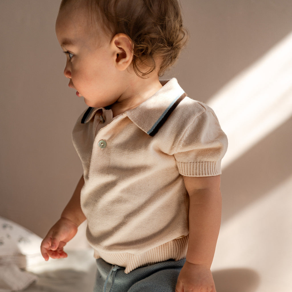 minimalisma Rembrandt - Children's organic cotton polo t-shirt Blouse for babies and kids Bisque