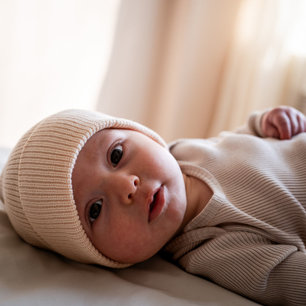 minimalisma Remember - Children's organic cotton beanie Hat / Bonnet Bisque