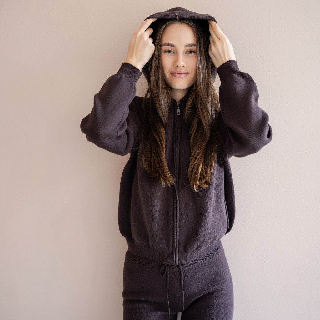 minimalisma Robin - Women's organic cotton hoodie Blouse for women Dark Chocolate