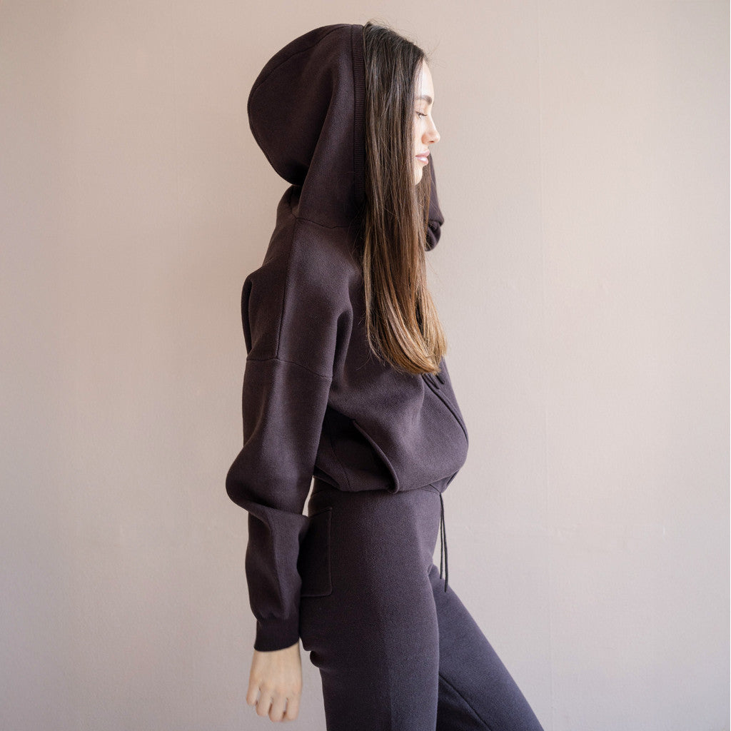 minimalisma Robin - Women's organic cotton hoodie Blouse for women Dark Chocolate
