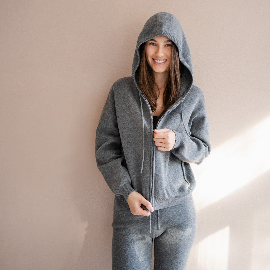 minimalisma Robin - Women's organic cotton hoodie Blouse for women Grey Melange