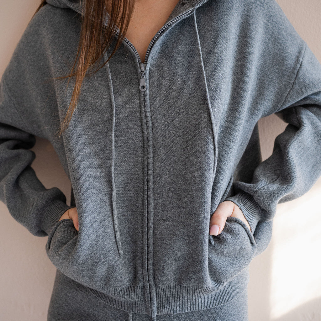 minimalisma Robin - Women's organic cotton hoodie Blouse for women Grey Melange