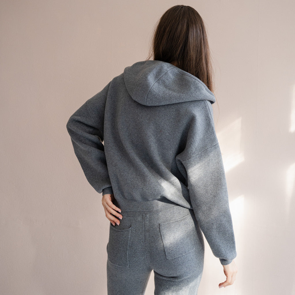minimalisma Robin - Women's organic cotton hoodie Blouse for women Grey Melange