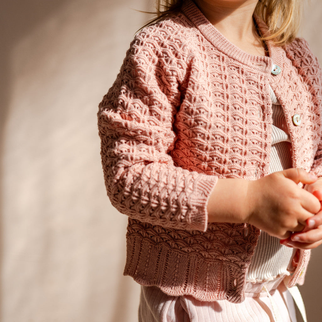 minimalisma Romantic - Children's organic cotton open-knit cardigan Blouse for babies Tulip