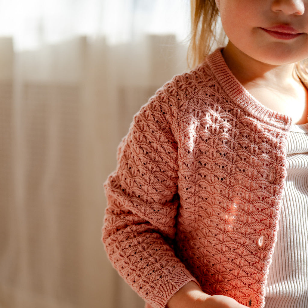 minimalisma Romantic - Children's organic cotton open-knit cardigan Blouse for babies Tulip