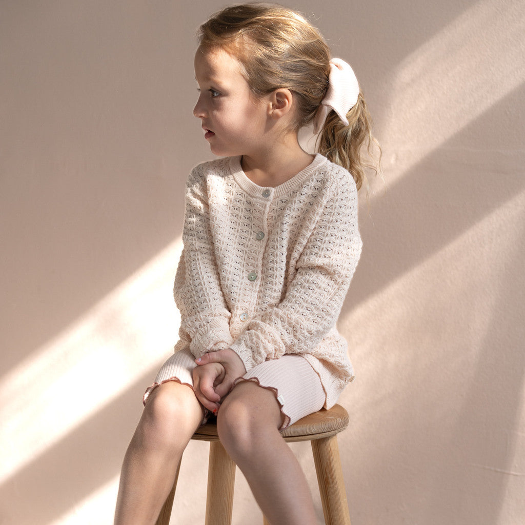 minimalisma Romantic - Children's organic cotton open-knit cardigan Blouse for kids Bisque