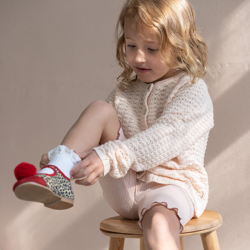 minimalisma Romantic - Children's organic cotton open-knit cardigan Blouse for kids Bisque