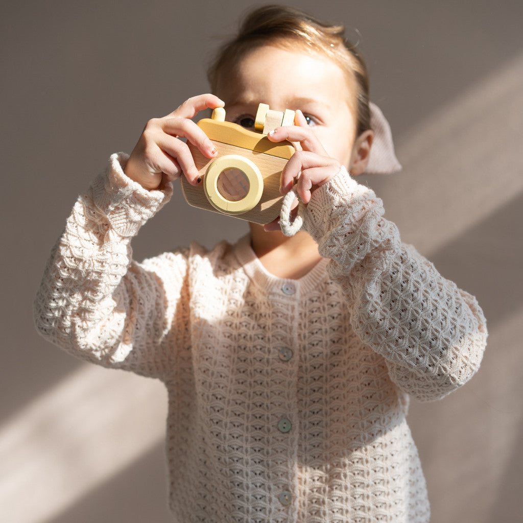 minimalisma Romantic - Children's organic cotton open-knit cardigan Blouse for kids Bisque