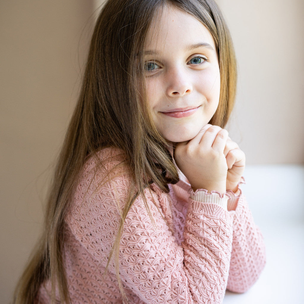 minimalisma Romantic - Children's organic cotton open-knit cardigan Blouse for kids Tulip
