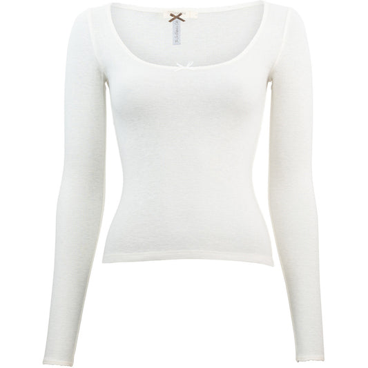 minimalisma Tale - Women's silk/wool long sleeve top Blouse for women White
