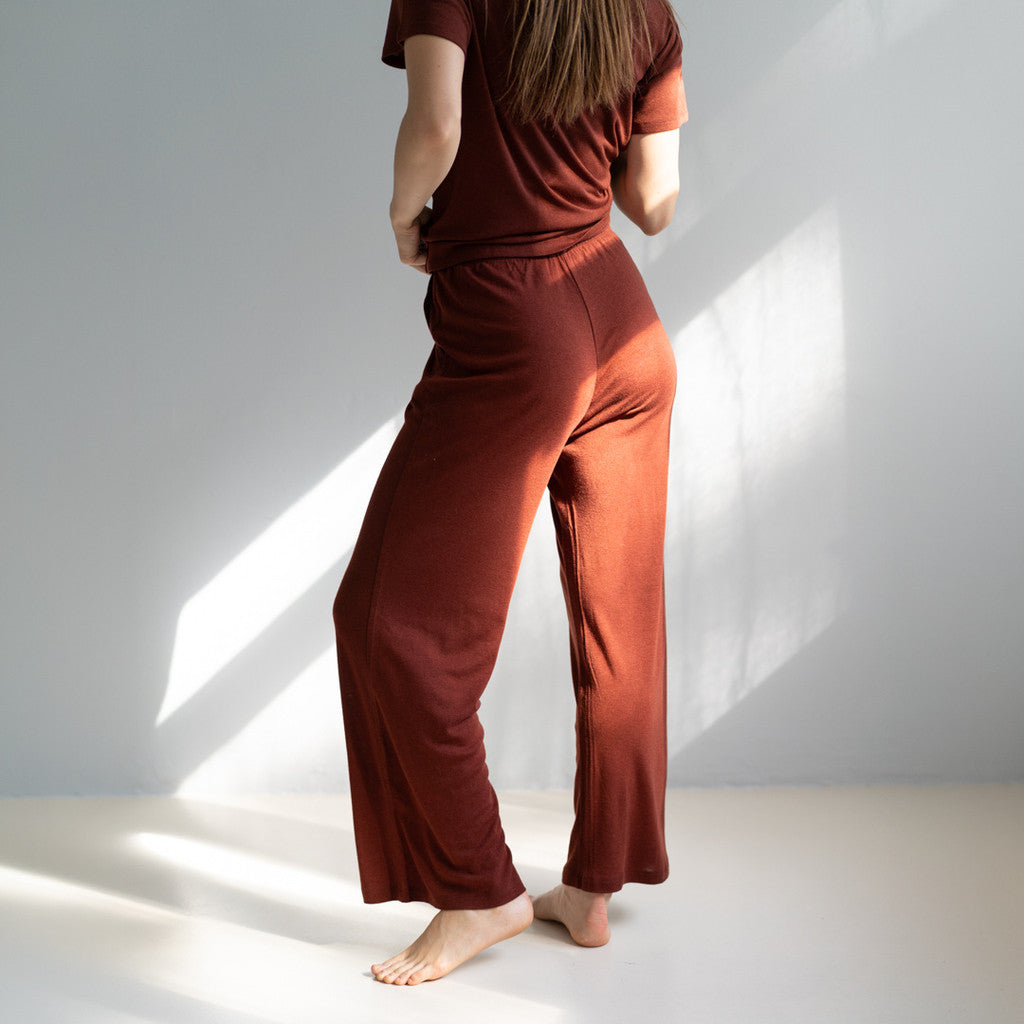 minimalisma Tea - Women's silk/wool pants Leggings / pants for women Hibiscus