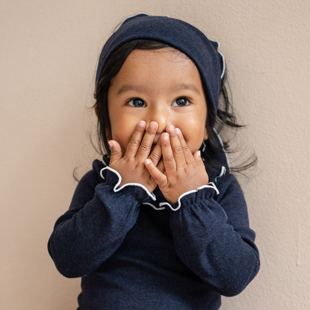 minimalisma Teddy - Babies wool/silk scarf Bib / Hairband / Acc Night with White contrast