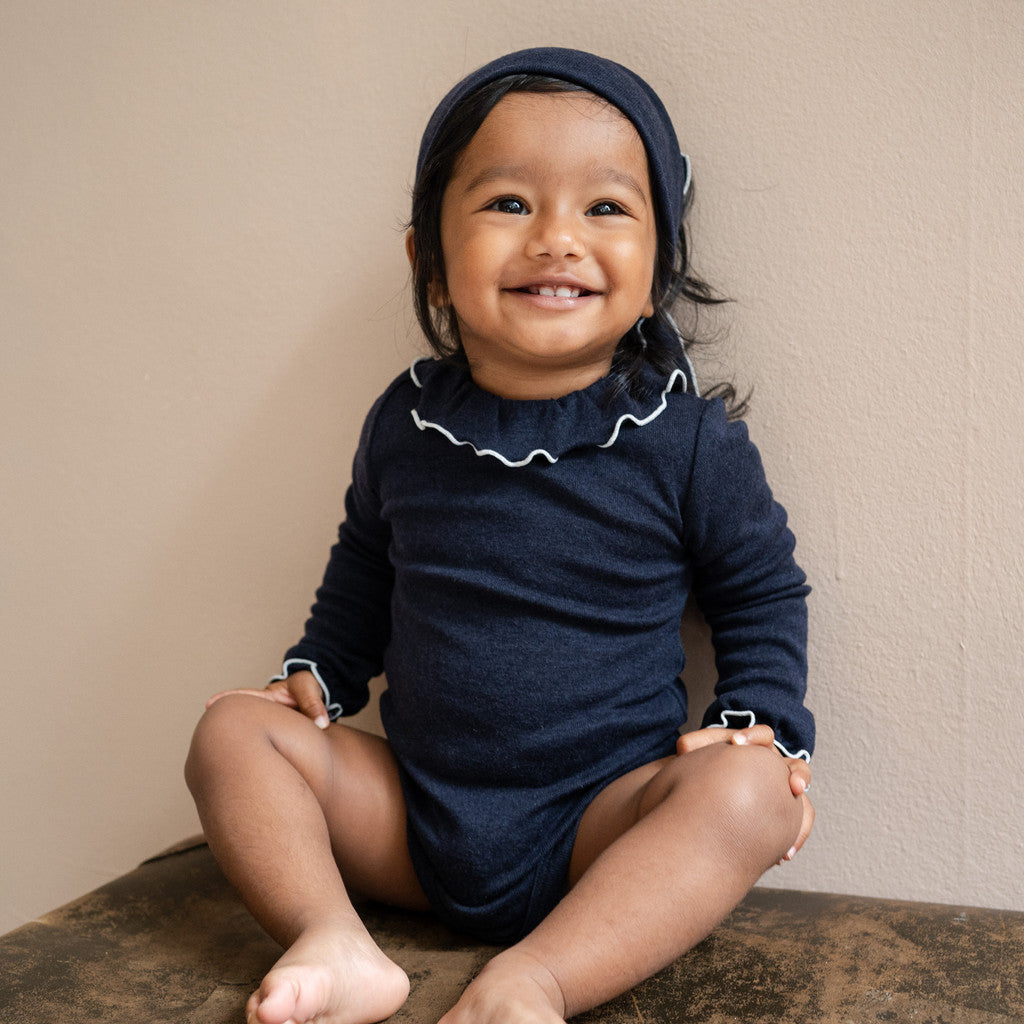 minimalisma Teddy - Babies wool/silk scarf Bib / Hairband / Acc Night with White contrast