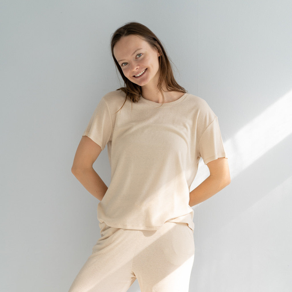 minimalisma Tee - Women's wool/silk t-shirt Blouse for women Buttercream