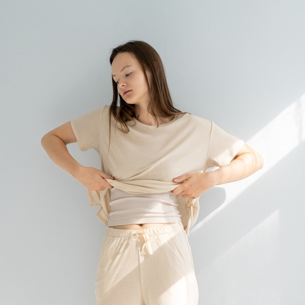minimalisma Tee - Women's wool/silk t-shirt Blouse for women Buttercream