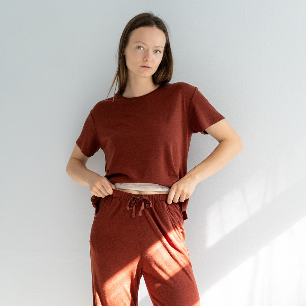 minimalisma Tee - Women's wool/silk t-shirt Blouse for women Hibiscus