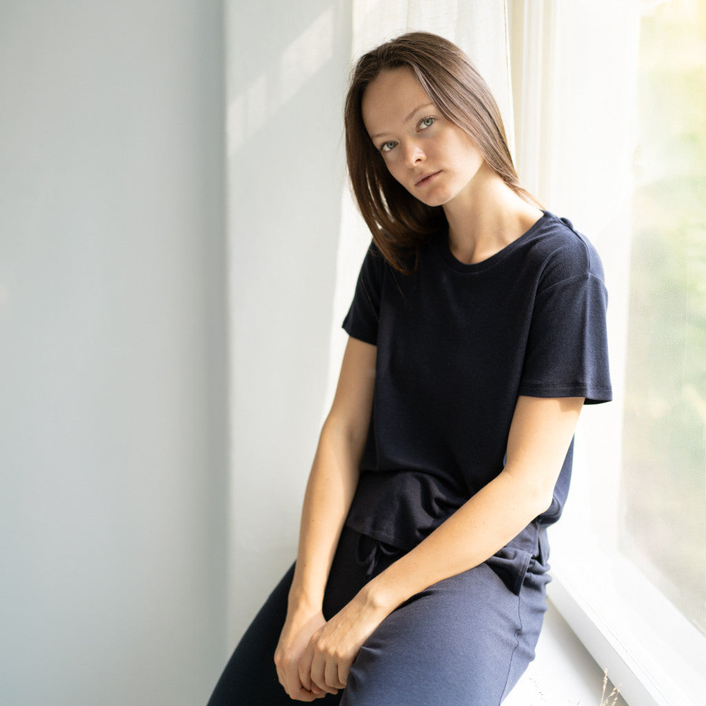 minimalisma Tee - Women's wool/silk t-shirt Blouse for women Night