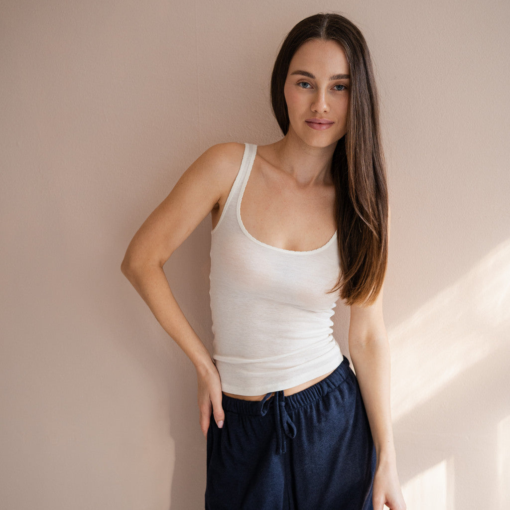 minimalisma Tonic - Women's silk/wool tank top Blouse for women White