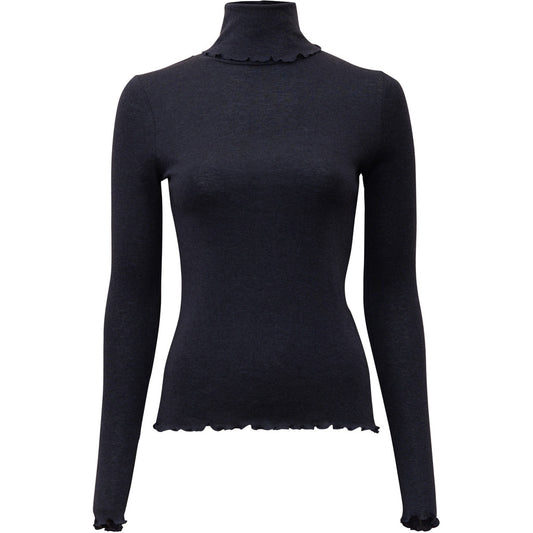 minimalisma Tora - Women's wool/silk loong sleeve turtleneck Blouse for women Night