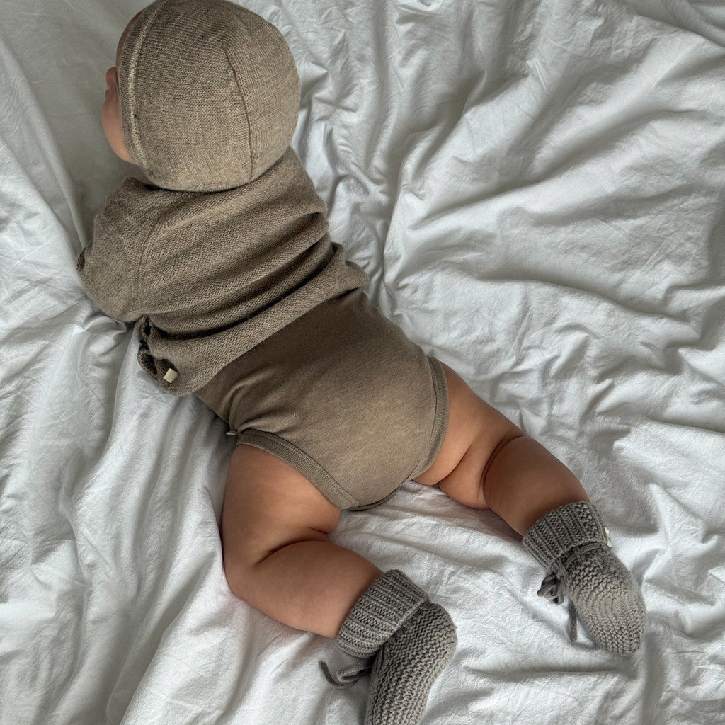 minimalisma Treasure - Baby wool/silk long sleeve bodysuit Body Elm