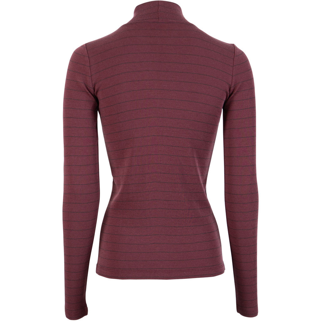 minimalisma Vakrast - Women's wool long sleeve turtleneck Blouse for women Bordeaux Stripes