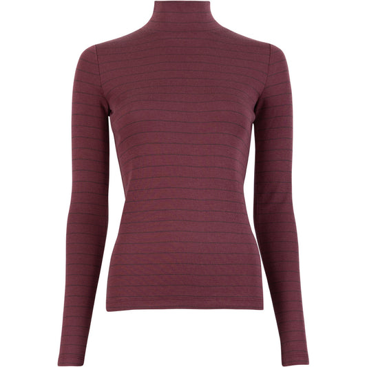 minimalisma Vakrast - Women's wool long sleeve turtleneck Blouse for women Bordeaux Stripes