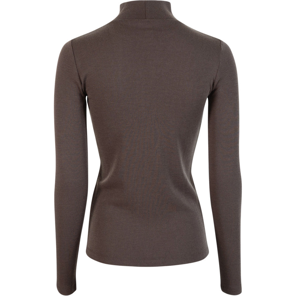 minimalisma Vakrast - Women's wool long sleeve turtleneck Blouse for women Dark Chocolate