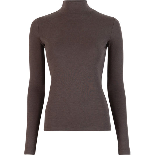 minimalisma Vakrast - Women's wool long sleeve turtleneck Blouse for women Dark Chocolate