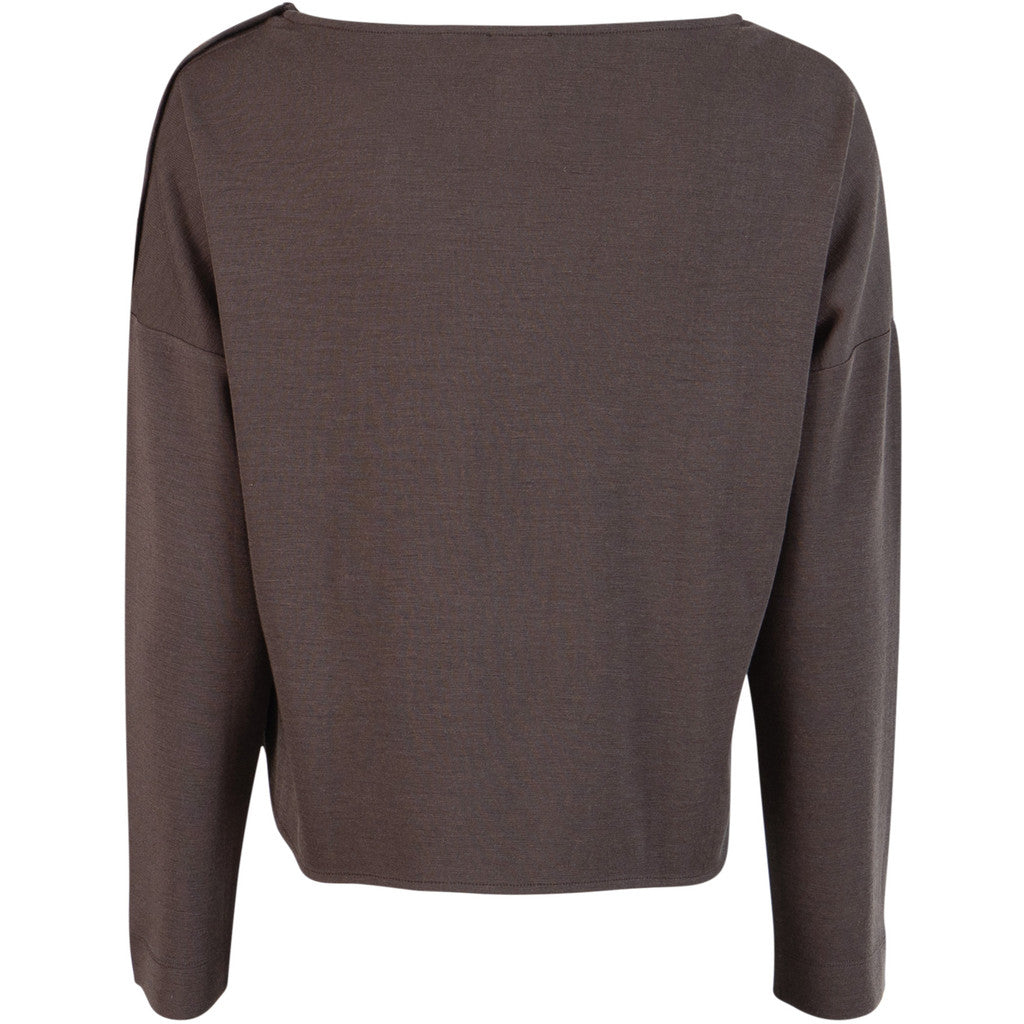 minimalisma Vega - Women's wool long sleeve top Blouse for women Dark Chocolate