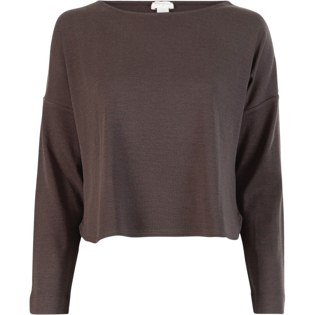 minimalisma Vega - Women's wool long sleeve top Blouse for women Dark Chocolate