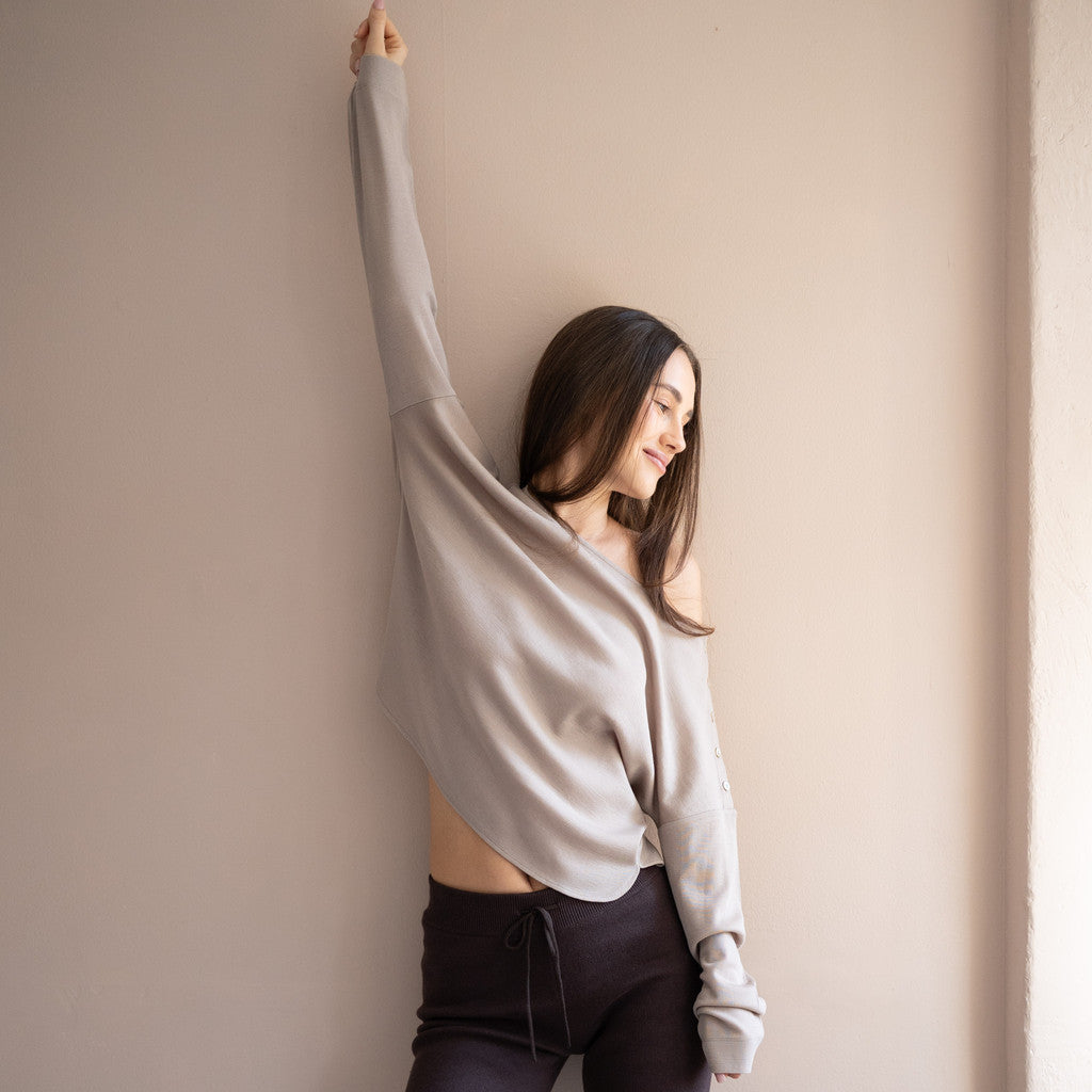 minimalisma Vega - Women's wool long sleeve top Blouse for women Hemp