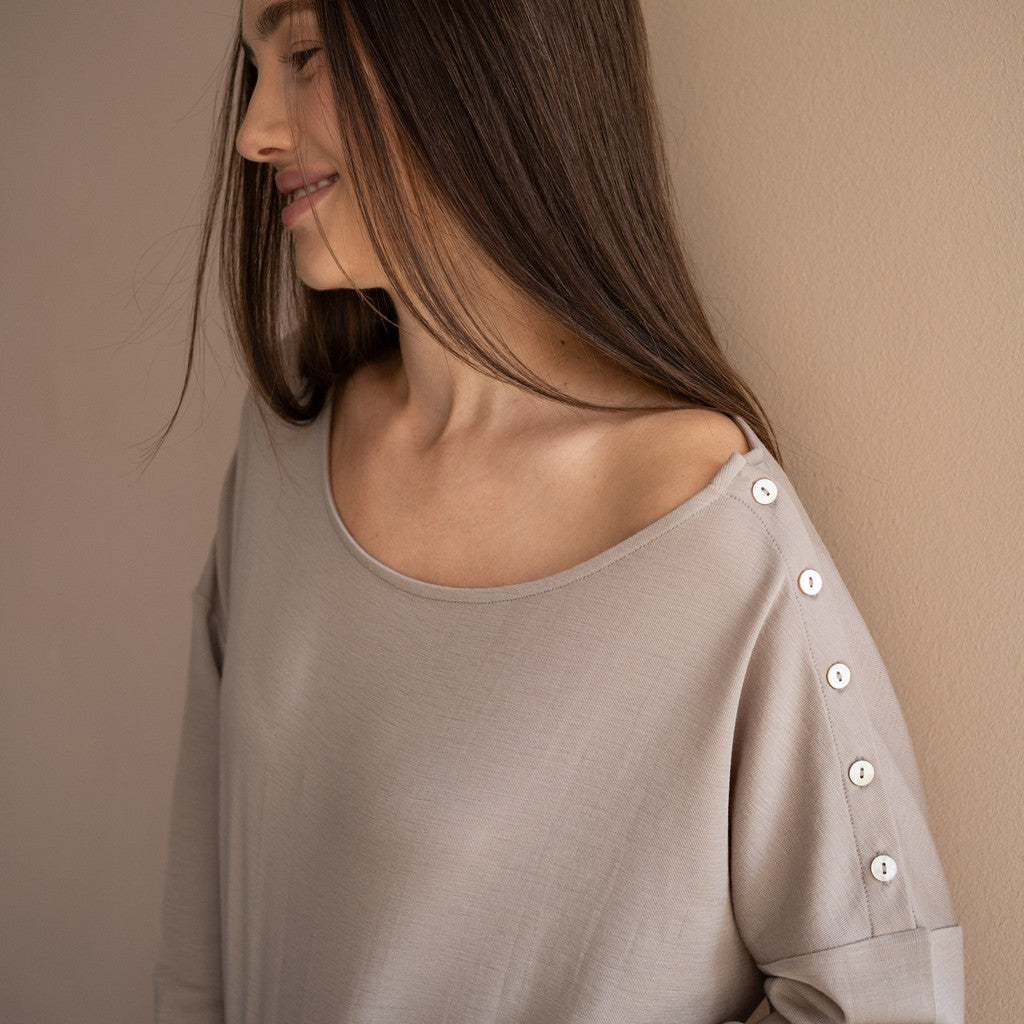 minimalisma Vega - Women's wool long sleeve top Blouse for women Hemp