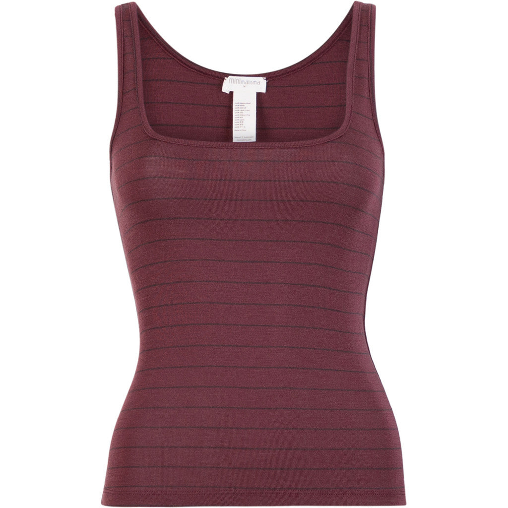 minimalisma Vonic - Women's wool tank top Blouse for women Bordeaux Stripes