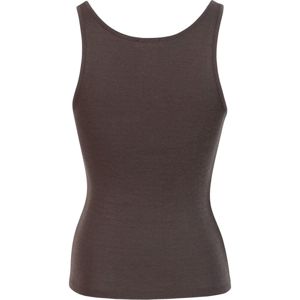 minimalisma Vonic - Women's wool tank top Blouse for women Dark Chocolate
