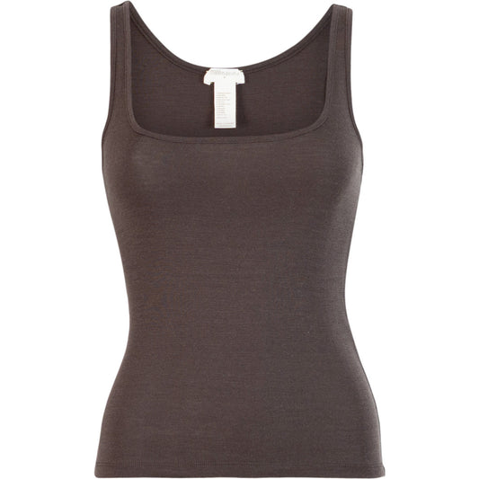 minimalisma Vonic - Women's wool tank top Blouse for women Dark Chocolate