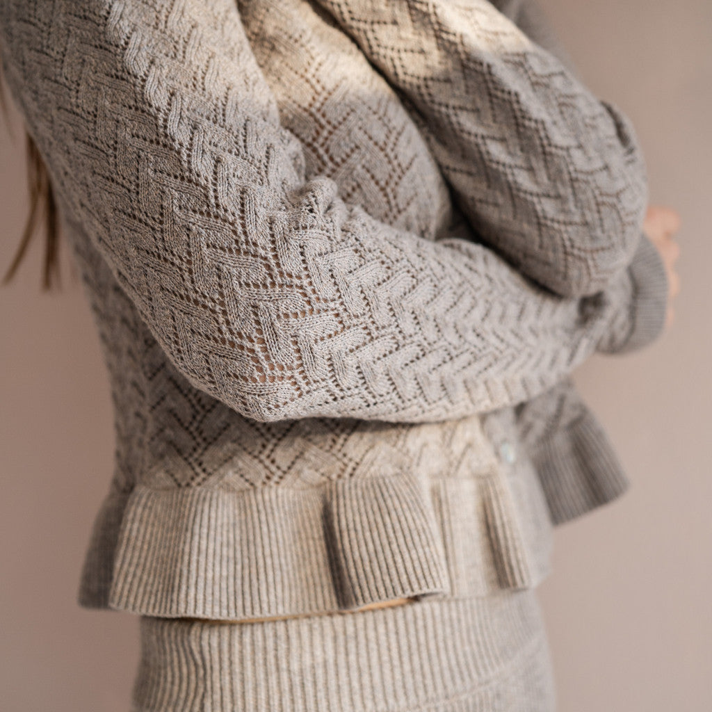 minimalisma Wilma - Women's cotton/cashmere knitted cardigan Blouse for women Haselnut