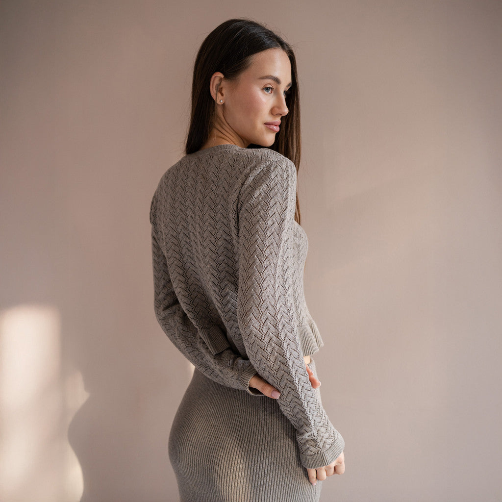 minimalisma Wilma - Women's cotton/cashmere knitted cardigan Blouse for women Haselnut