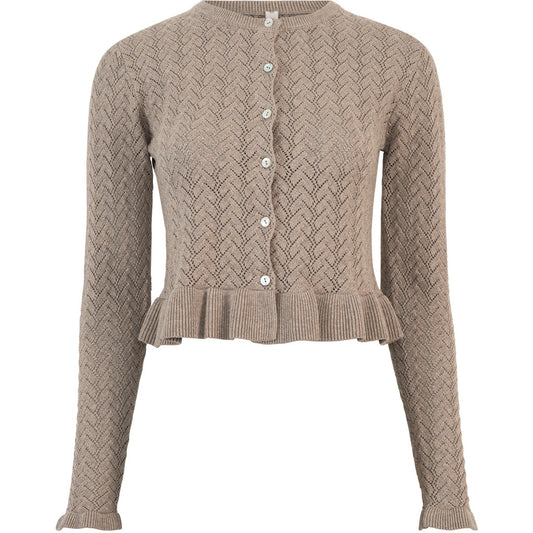 minimalisma Wilma - Women's cotton/cashmere knitted cardigan Blouse for women Haselnut