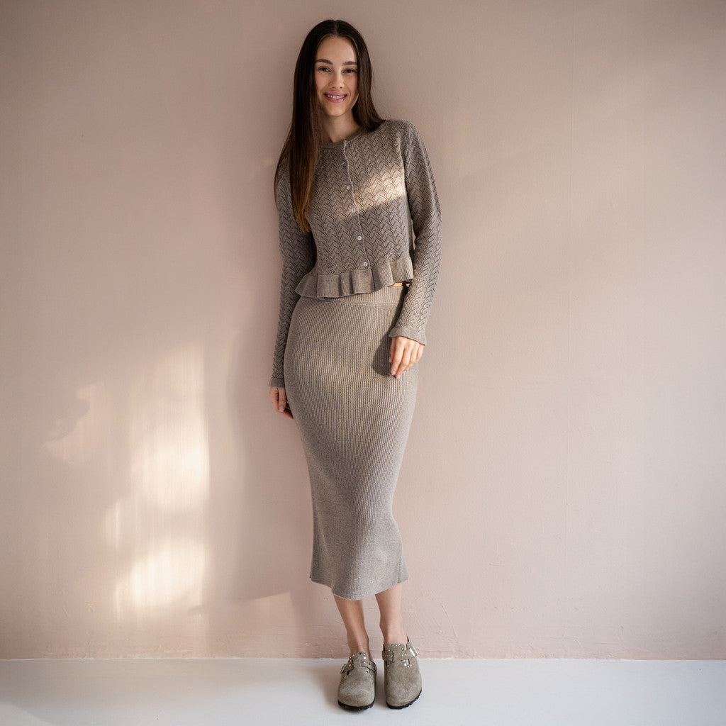 minimalisma Winter - Women's cotton/cashmere knitted midi skirt Leggings / pants for women Haselnut