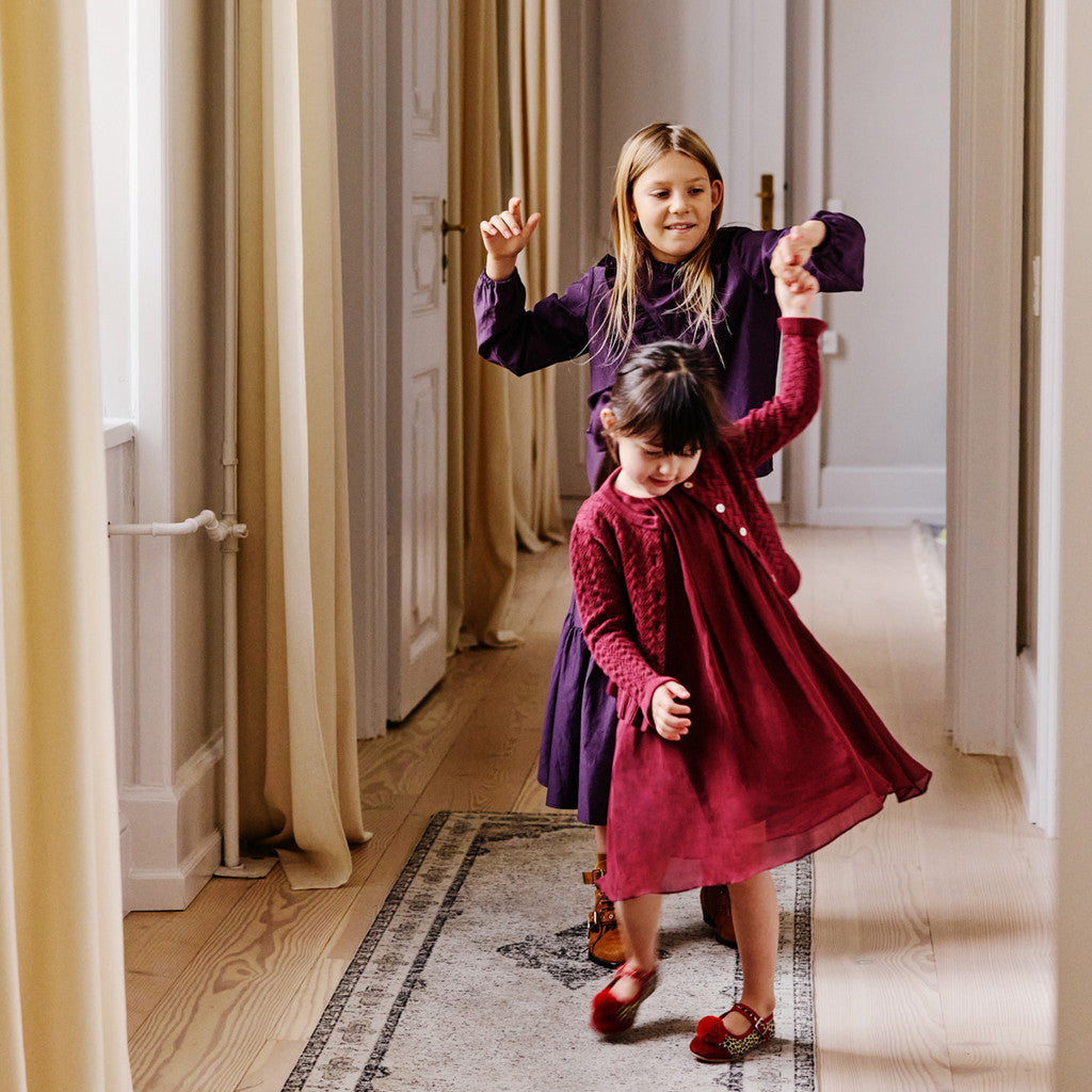 minimalisma Wonder - Childen's organic cotton/cashmere open knit cardigan Blouse for kids Burgundy