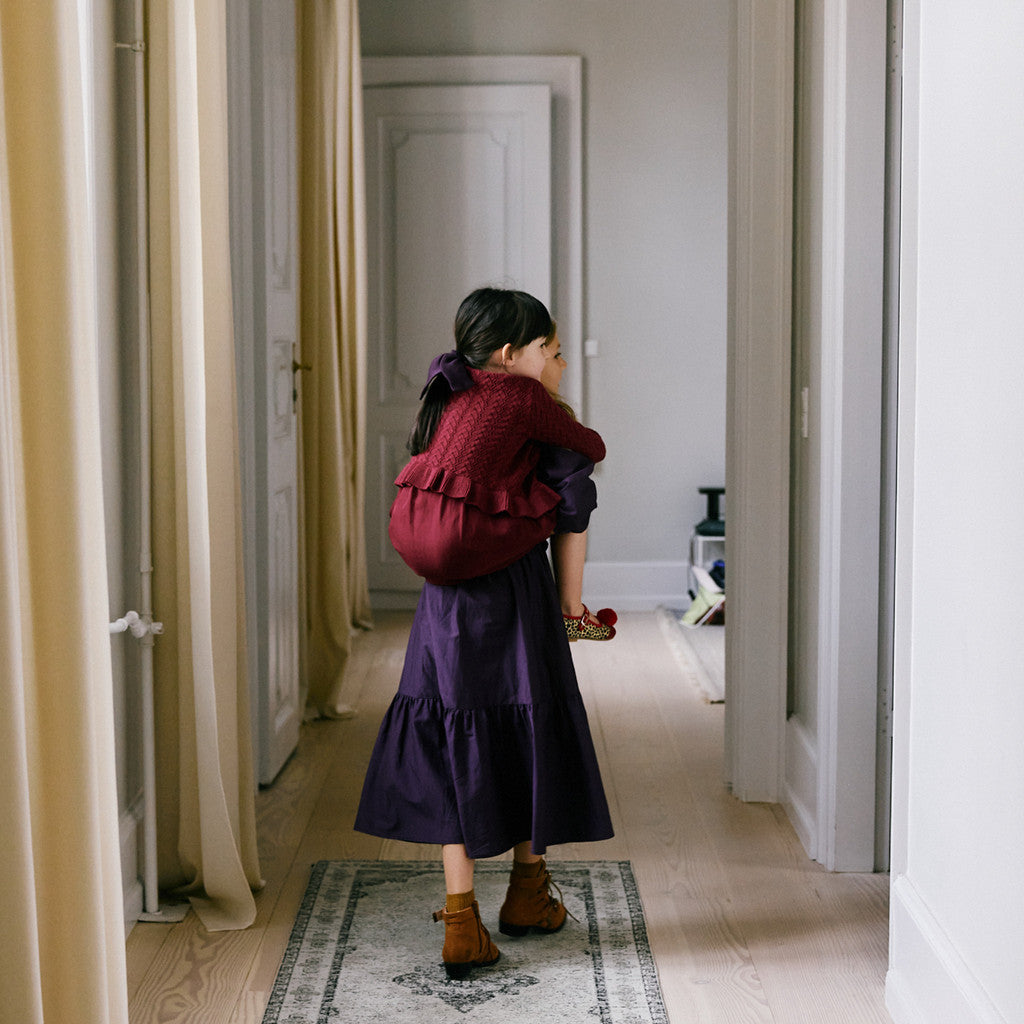 minimalisma Wonder - Childen's organic cotton/cashmere open knit cardigan Blouse for kids Burgundy