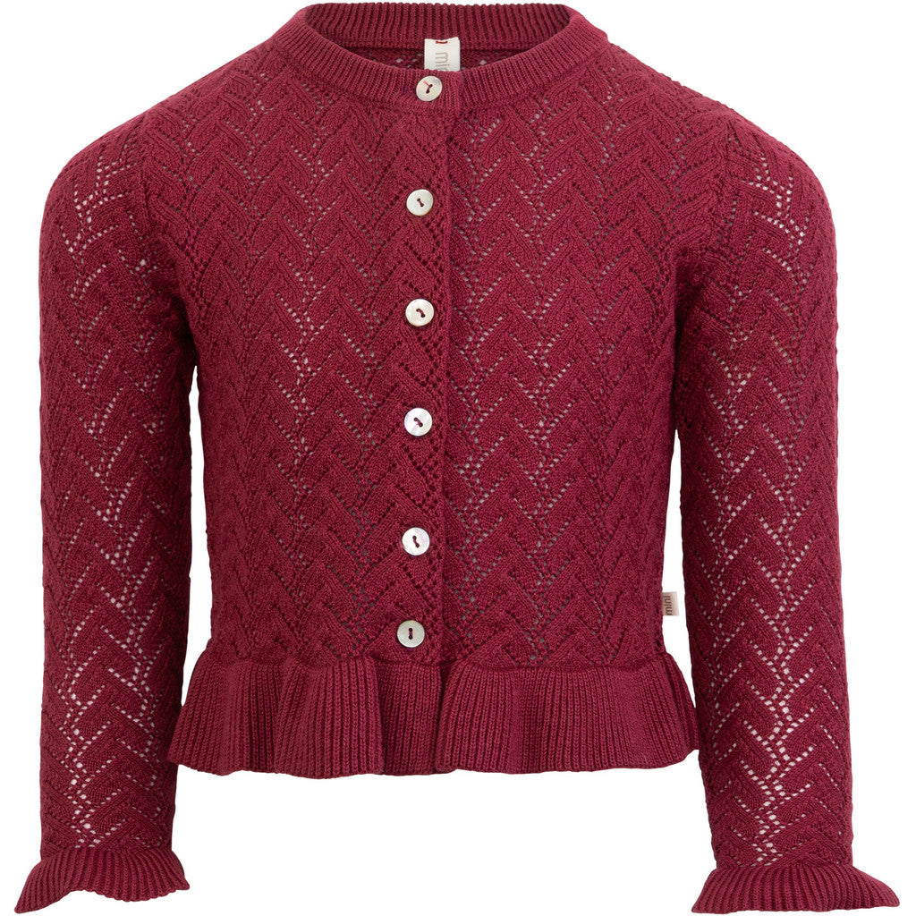 minimalisma Wonder - Childen's organic cotton/cashmere open knit cardigan Blouse for kids Burgundy