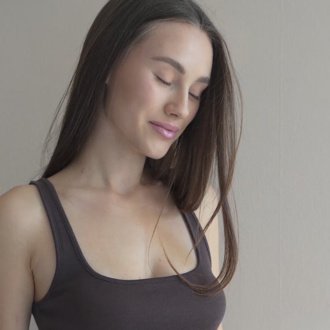 minimalisma Vonic - Women's wool tank top Blouse for women Dark Chocolate