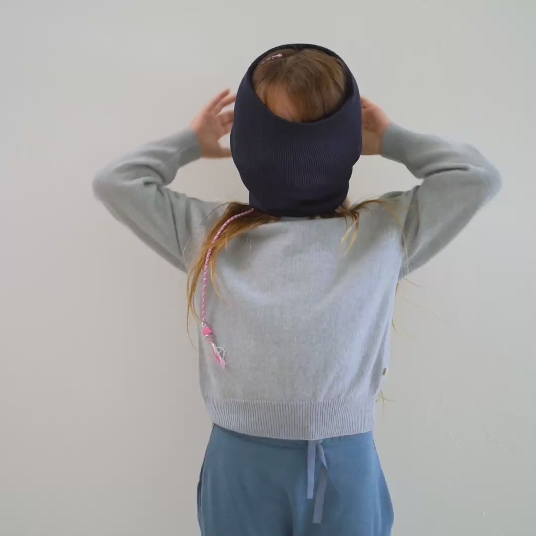 minimalisma Birk - Children's silk snood Bib / Hairband / Acc Dark Blue
