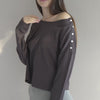 minimalisma Vega - Women's wool long sleeve top Blouse for women Dark Chocolate