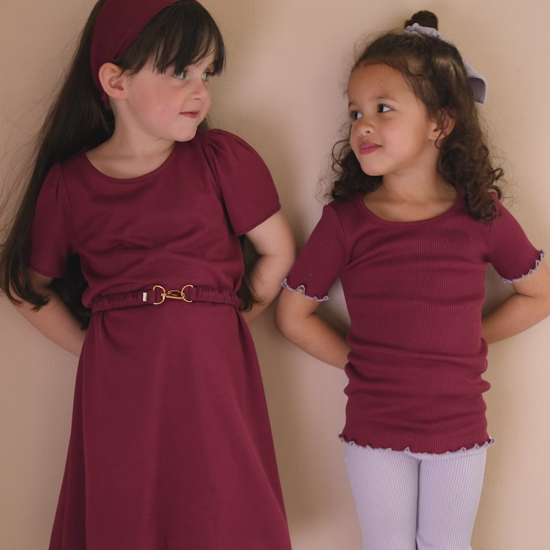 minimalisma Bieber-Frill 0-6Y Leggings / pants for babies and kids Mauve with Ecru