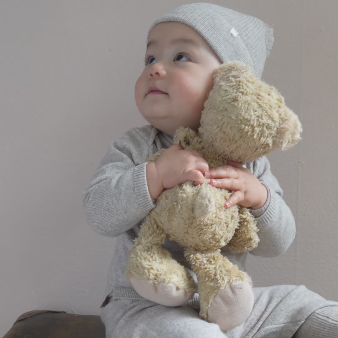 minimalisma Ipom - Children's cashmere/wool beanie Hat / Bonnet Ecru Melange
