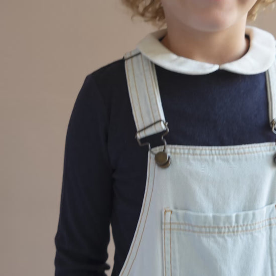minimalisma Estel - Children's organic cotton denim strap-pants Leggings / pants for kids Pale Jeans