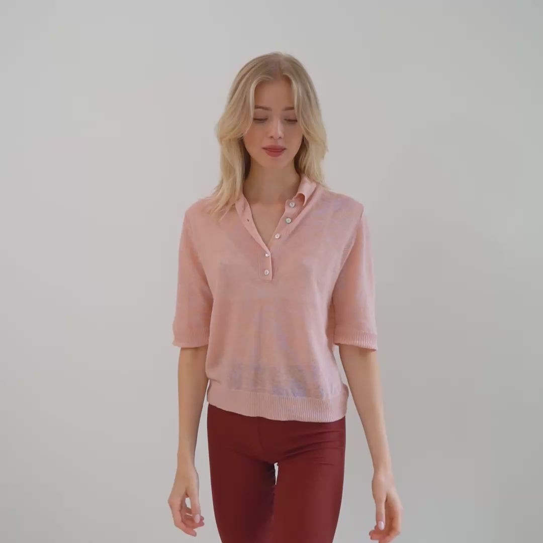 minimalisma Jazzy - linen polo-blouse for women Blouse for women Peach